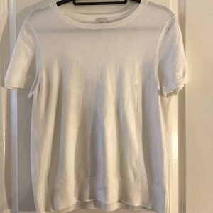 A New Day Ivory White Short Sleeve Knit with Ribbed Trim, Size Xtra Large